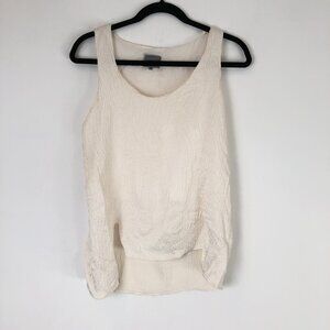 Maiyet Ivory Textured Silk Sleeveless Blouse Top Size 36 Lagenlook